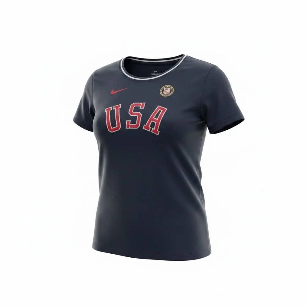 Nike USA Olympics Team USA Graphic T-Shirt Navy Blue Women Large L Short Sleeve